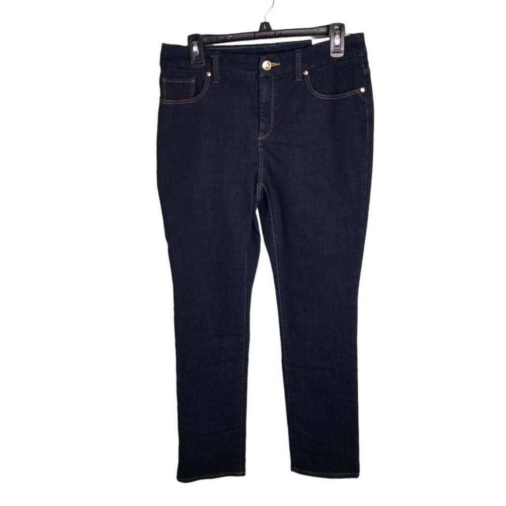 Chico's Jeans Size 0.5 (6) So Slimming Girlfriend Straight Leg Stretch Dark Wash